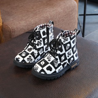 Children Girls Boys Leather shoes Soft Fashion Casual Retro Kids Martin Boots