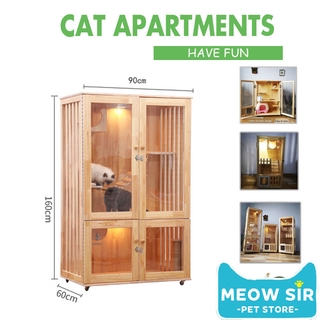 Cat House Cage Villa Solid Wood Household Cabinet Indoor Three-storey Luxury Nest Apartment