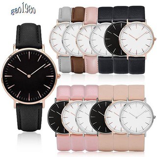 GAO_Women Men Casual Luxury Quartz Analog Faux Leather Band Wrist Watch