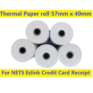 [Bundle of 4 rolls] Thermal paper roll for NETS Credit card Receipt 57mm X 40mm x 9mm x 4