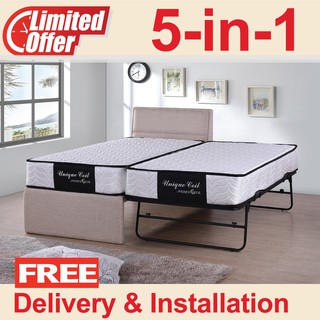5 in 1 Single Pull out bed with 9-inch Unique Coil mattress