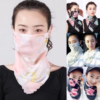 Sunscreen mask neck scarf female scarf scarf female face mask chiffon printing mask face mask (1)