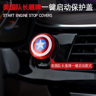 CAPTAIN AMERICA CAR START BUTTON ENGINE COVER Marvel Ironman Head Engine Ignition Start Stop Push Button Switch Panel