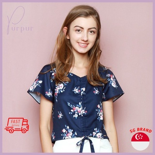 Purpur Hello Kitty Front Ruched Top Midnight
