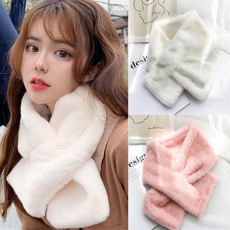 Korean Woman Sweet Winter Warm Soft Fur Scarves Thickening Imitation Rabbit Hair