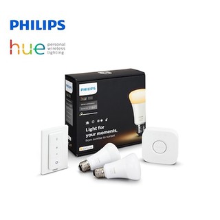 Philips Hue White Ambiance Smart Bulb Starter Kit (2 E27 Bulbs, 1 Bridge, 1 Dimmer Switch)