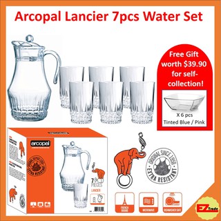 [FREE GIFT] Arcopal Lancier 7pc Water Set. Durable and Safe | Pitcher | Glass | Jug | Cup | Local Singapore Stock.