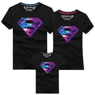 Jersey2 Superman Summer Couple Tees T-shirts Family Set Adult Kids Clothes Short Sleeve