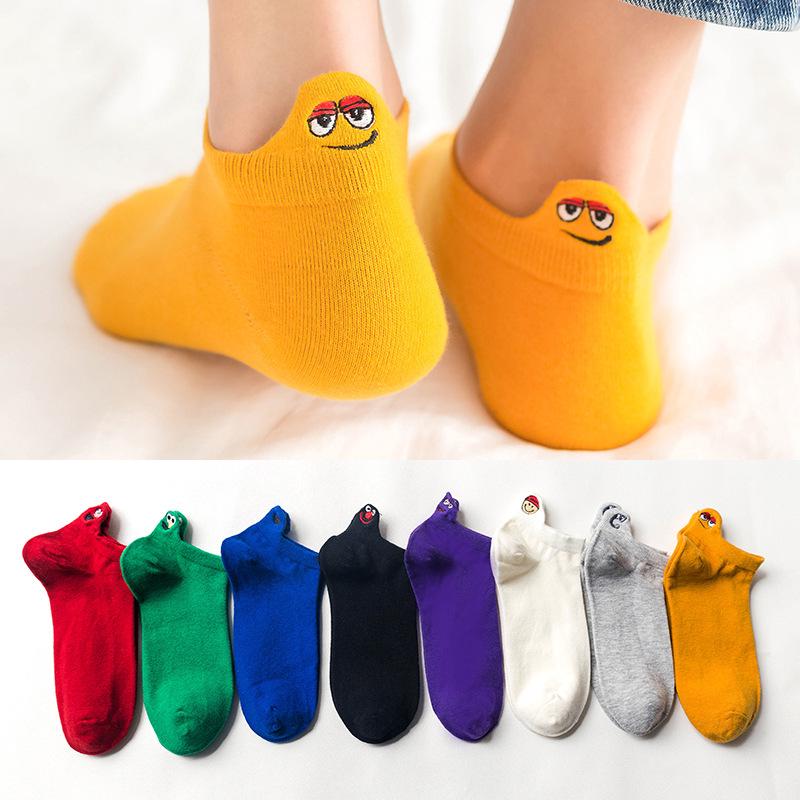 New Cotton Ankle Socks Funny Fashion Women Men Heelpiece Eye Emoji