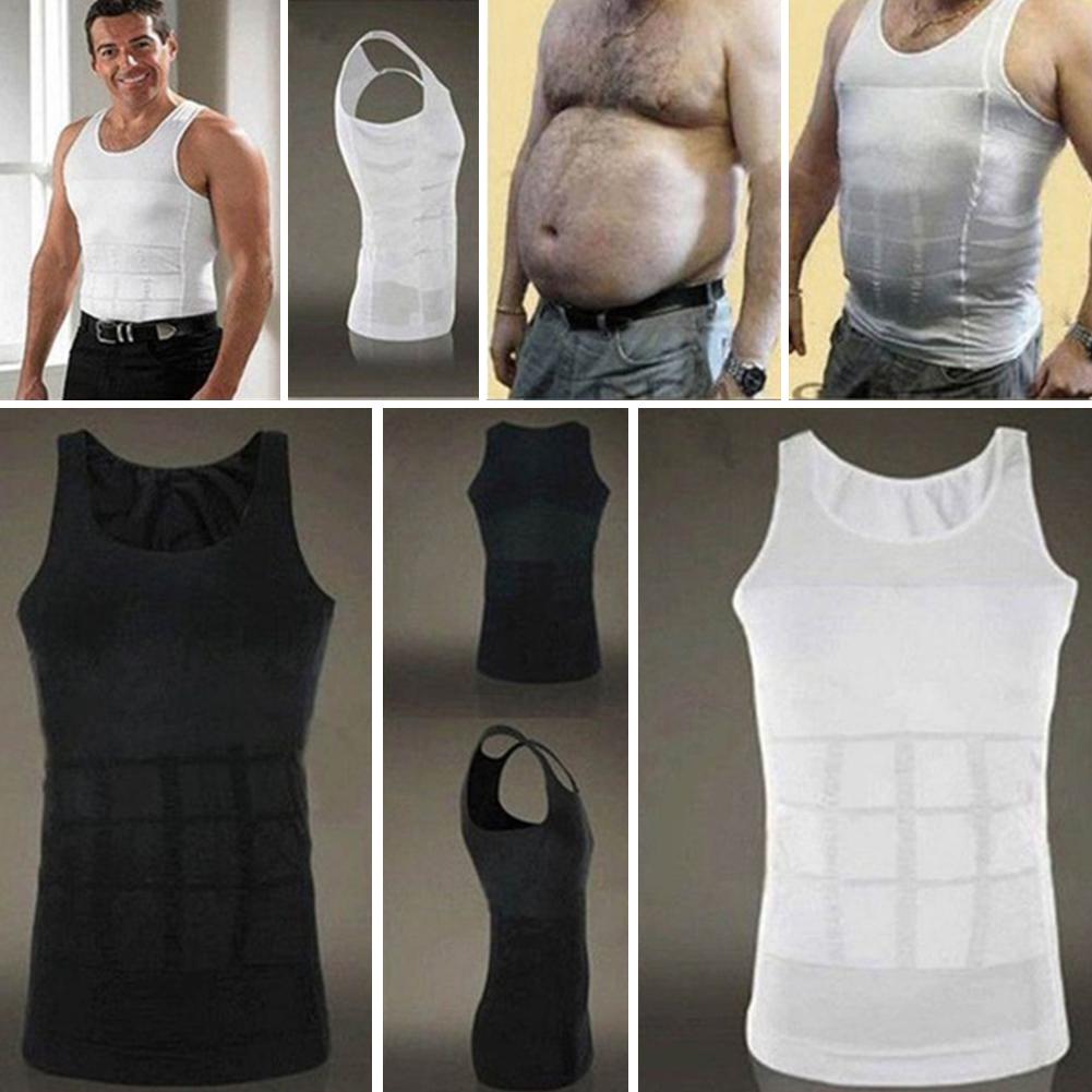 New Mens Slimming Body Shaper Vest Chest Belly Boobs Compression Shirt
