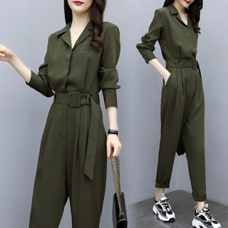 💞🔥S-3XL Size Women Elegant Army Green V-neck Design Jumpsuits