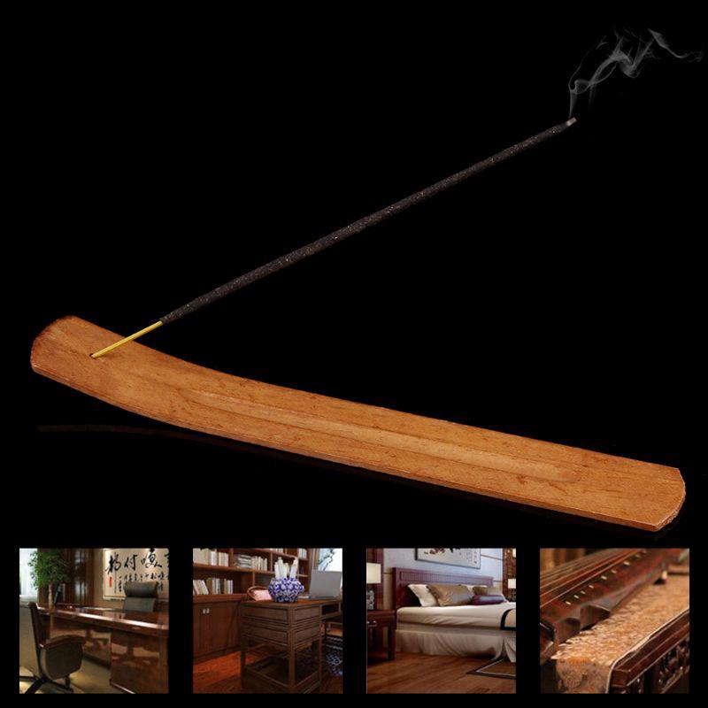 YH` Natural Wooden Incense Stick Holder Ash Catcher Burner