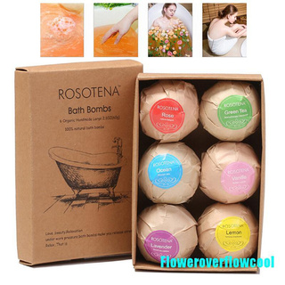 [Flowcool] 60g 6pcs/Set Natural Salts Bath Ball Flower Bubble Bath Bombs Skin Exfoliating