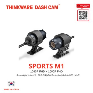 Thinkware Sports M1 Motorcycle Camera, Front and Rear 1080p Motorcycle dash cam, outdoor bike camera waterproof, WiFi