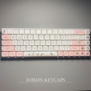 Covess [Keycaps] Kitty Mechanical Keyboard Keycaps Cherry Profile XDA Height PBT 142 Keys Support 61 /64/68/84/87/96/980/104/108 Profile Keyboard