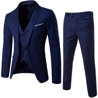 3pcs Male Formal Suit Men Jakcet + Pants + Vest S-6XL