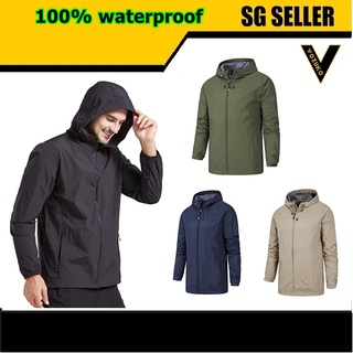 100% Waterproof Lightweight Raincoat Jacket With Hood For Riding Hiking Running Vozuko