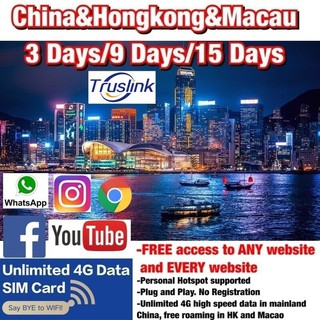 China/HongKong/Macau Sim Card Unlimited Data&Unrestricted access to global Web