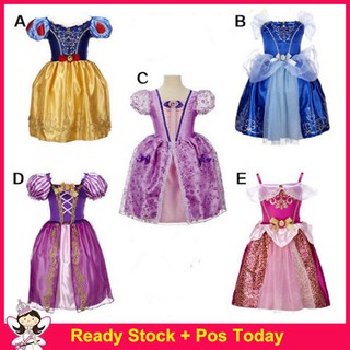 Summer Kids Girls Princess Snow White Belle Cinderella Sofia Cosplay Costume Dinner Party Dress