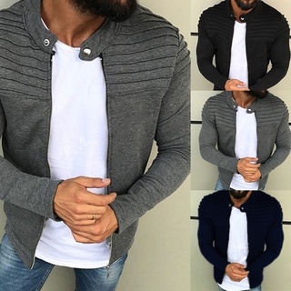 Men's Outdoor Sports Casual Solid Color Wrinkle Cardigan Coat