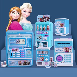 Frozen Kids ATM Password Insurance Automatic Roll-Money Coin Piggy Bank Beverage Vending Machine Toys Gift