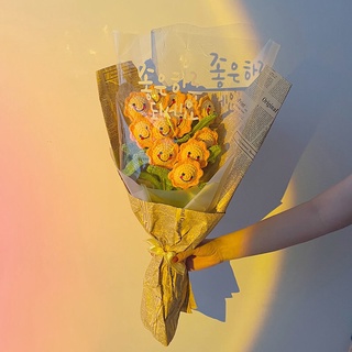 Handmade bouquet diy material package crochet tulip yarn making gift decoration sunflower simulation flower手工花束diy材料包钩针编织郁金香毛线制作礼物摆件向日葵仿真花9.9