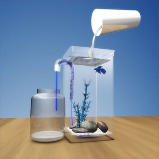 Cylindrical Self Cleaning Tank Complete Aquarium My Fun Fish Desktop DecoratQVSG
