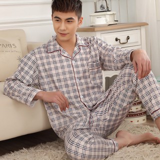 pyjamas●❡✜Middle-aged man pajamas spring and summer with pure cotton old male age season long sleeve bigger sizes leis