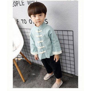 Chinese New Year Kids Baby boy Tang suit Kostum anak-anak cheongsam 2PCs set