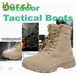 【March123.sg】High Quality Men's Outdoor Tactical Shoes Army Boots Waterproof Military Hiking Boots 39-47