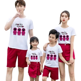 IN Stock Squid Game Family Matching T Shirt Dad Mom and Baby Short Sleeve Shirts Family Outfits Clothes