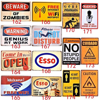 1Pcs Warning Attention Mark Plaque Vintage Metal Tin Signs Garage Wall Posters