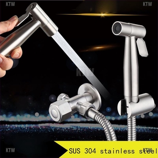 online <KTW> Toilet Bidet Spray Stainless Steel Handheld Shattaf Bathroom Sprayer Shower Head
