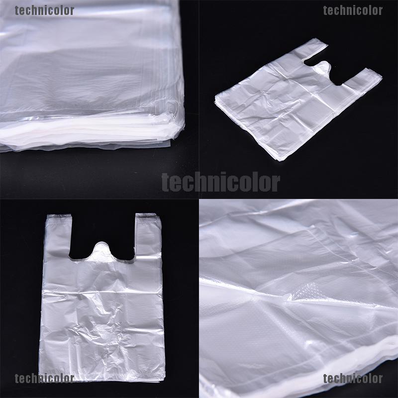100pcs Design Plastic T-Shirt Retail Shopping Supermarket Bags Handles Packaging