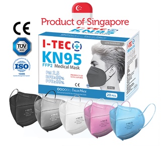 MADE IN SINGAPORE I-TEC KN95 FFP2 (Equivalent to KF94 N95) Medical 3D Mask 20pcs Individually Packed for Adult Men Women