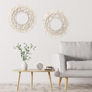 Woven Cotton Rope Tapestry Round Ornaments Nordic Style Wall Hanging Wall Decora