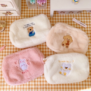 YoYo Cosmetic Bag Cartoon Bear Plush Cute Girl Ins Korea Japan