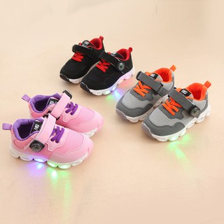 Baby Girls Boys Mesh Breathable Colorful LED Sneakers Sports Shoes