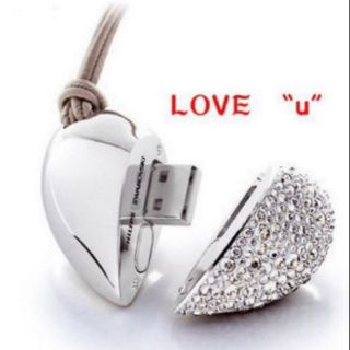 INSTOCK Minimalist basic love silver crystal heart thumbdrive USB 32gb