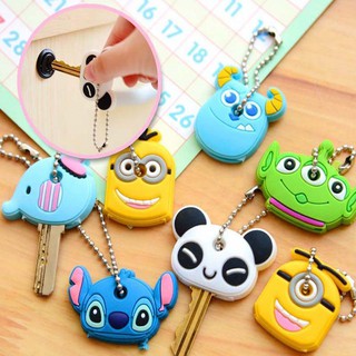 Key Cover Cartoon Ring Keychain Cute Cap Case Caps Silicone Chain Animals Covers (1)