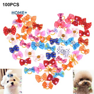 100Pcs Mixed Color Puppy Dog Hair Bows Hair Accessorries Bowties for Dogs Dog Grooming Bows @sg