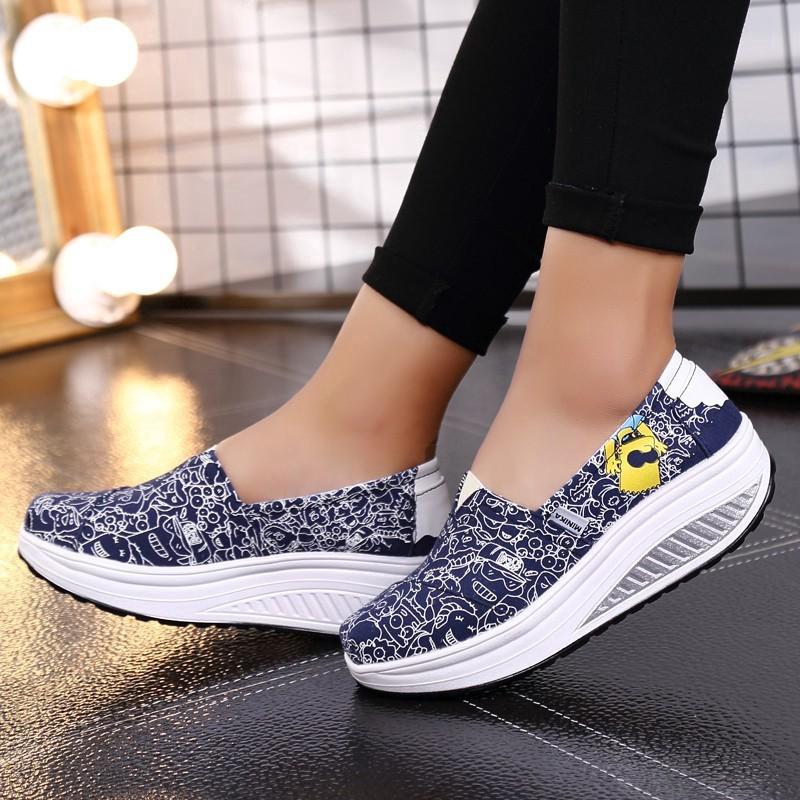 Women Breathable Casual Sneakers Platform Wedge Shoes Sport Mesh Running Shoes