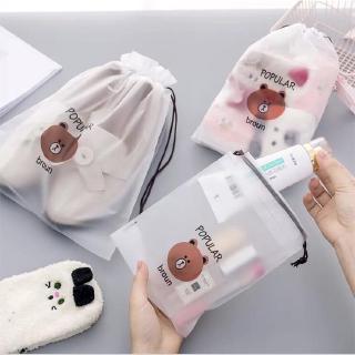 【READY STOCK】Waterproof Bag/Transparent Drawstring Storage Bag Travel Cosmetic Bundle Poc Bag Plastic Shoes Bag