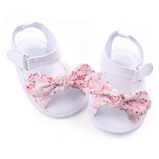 Summer Baby Girl Princess Bow Floral Shoes Kids Soft Soled Anti-Slip Crib Shoes