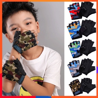 Child Cycling Camouflage Children's Half Finger Bicycle Gloves High Elastic Non-slip Bike Gloves Riding Equipment