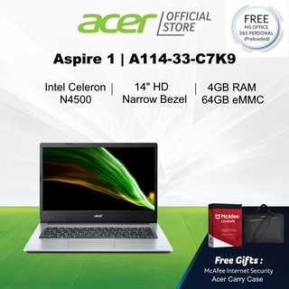 Acer Aspire 1 A114-33-C7K9(Silver) Laptop - Preloaded Microsoft Office 365 Personal
