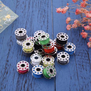 20pcs Cotton Colorful Sewing Thread+20 Grid Stainless Steel Machine Bobbins