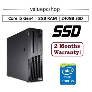Speedy SSD Core i5 Gen4: Lenovo Thinkcentre M83/ 8GB RAM/ 240GB SSD (Refurbished Desktop CPU)