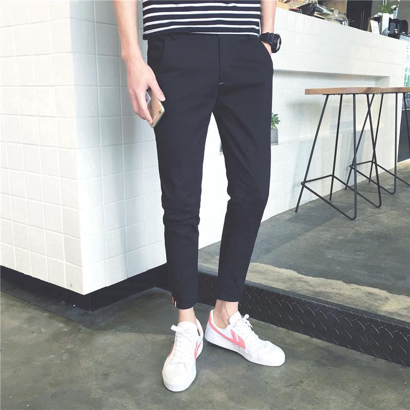 Size 28-40 Men Ankle-length Pants Casual Fashion Korean Style Cotton Slim Fit Chinos Trousers Spring Autumn Summer
