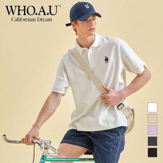 [WHO.A.U] W Steve Embroidery Polo T Shirt